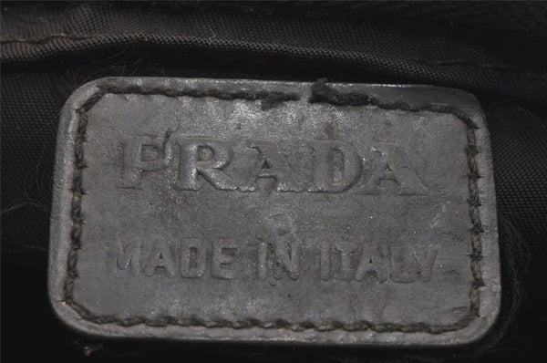 Authentic PRADA Vintage Nylon Tessuto leather Pouch Purse Black 6986J