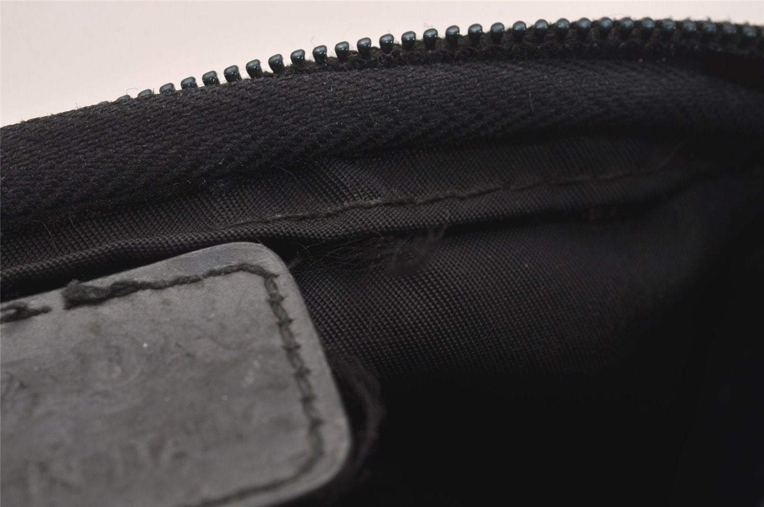 Authentic PRADA Vintage Nylon Tessuto leather Pouch Purse Black 6986J
