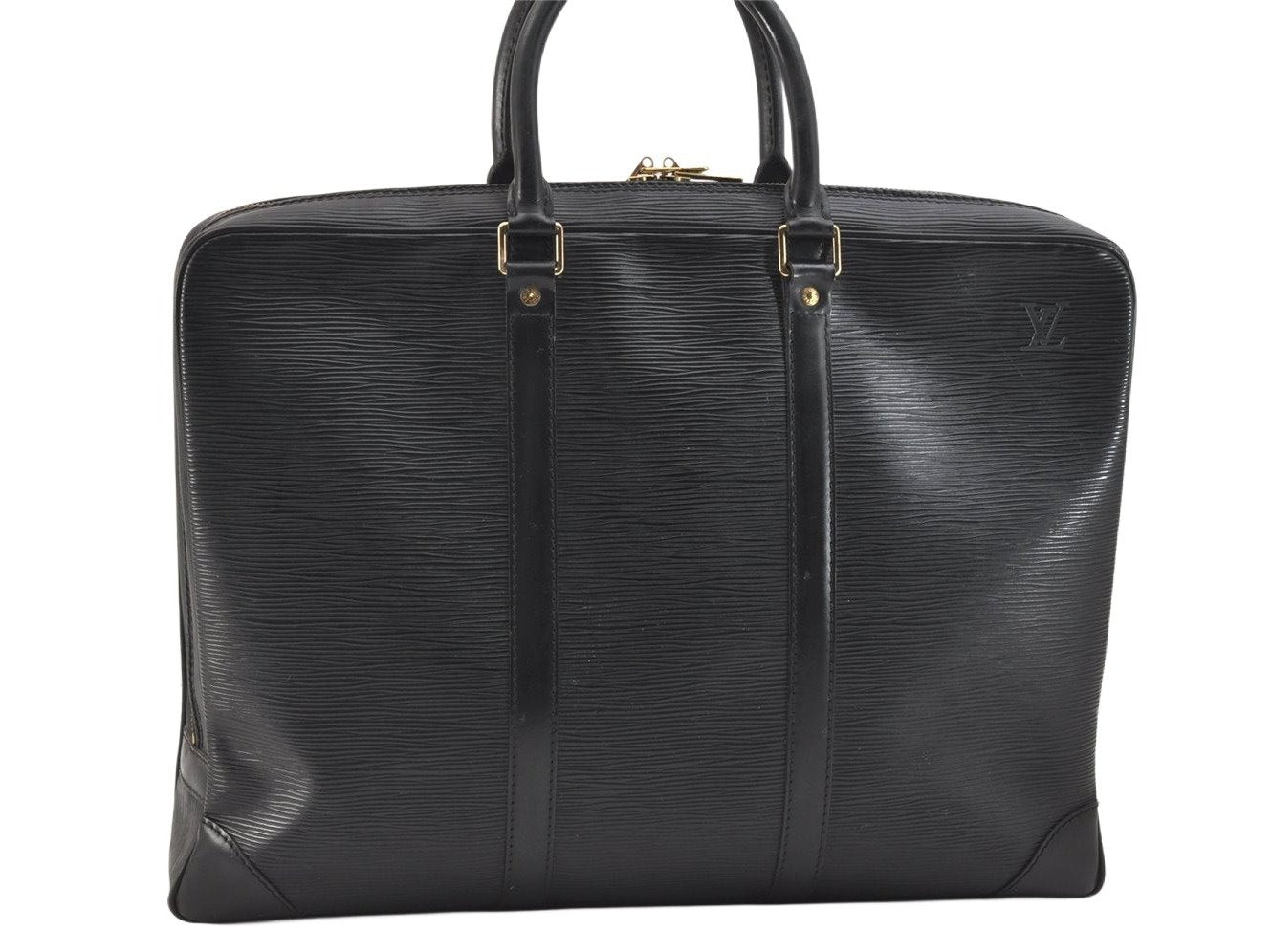 Authentic Louis Vuitton Epi Porte Documents Voyage Briefcase M59162 Black 6989K