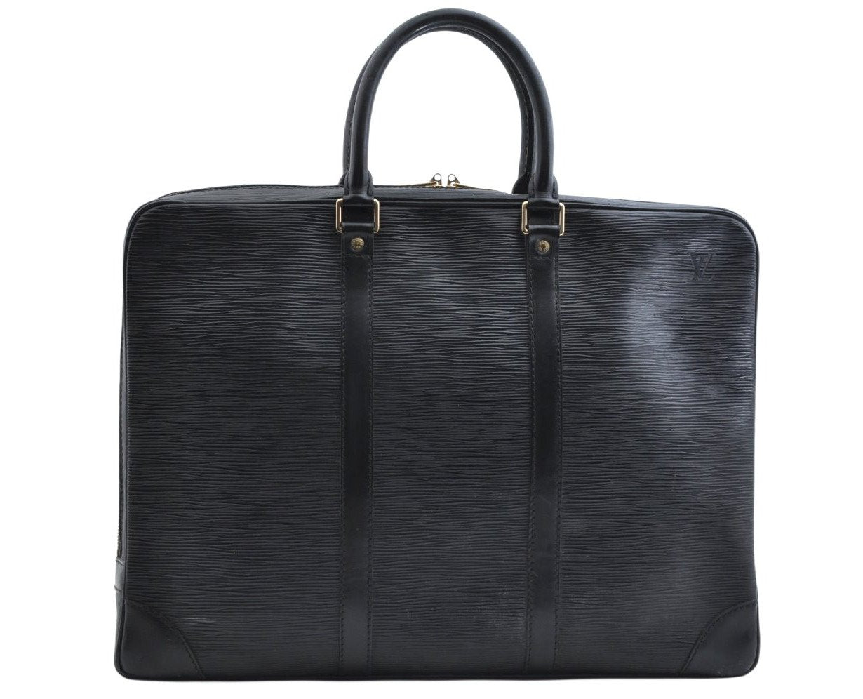 Authentic Louis Vuitton Epi Porte Documents Voyage Briefcase M59162 Black 6989K