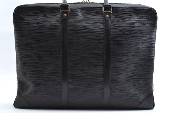 Authentic Louis Vuitton Epi Porte Documents Voyage Briefcase M59162 Black 6989K