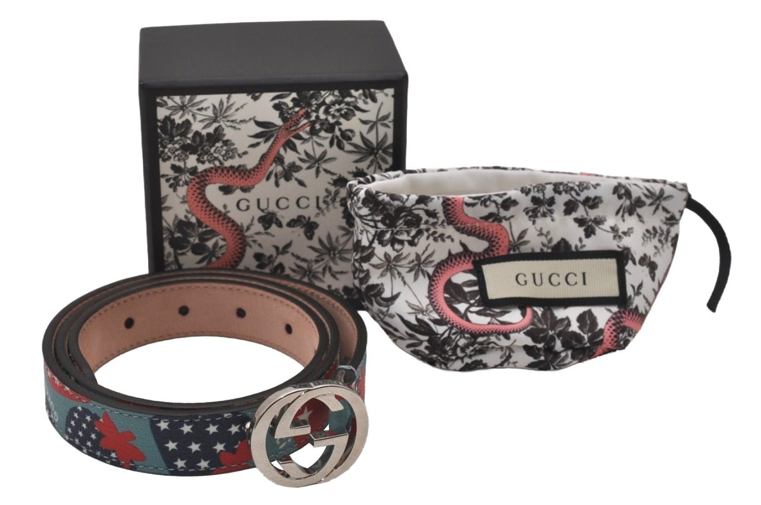 Auth GUCCI Childrens Interlocking G Belt PVC Leather 22.8-24.4