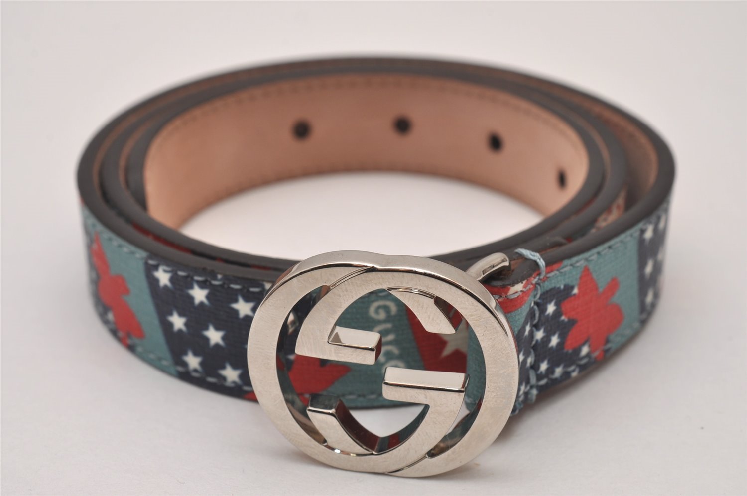 Auth GUCCI Childrens Interlocking G Belt PVC Leather 22.8-24.4