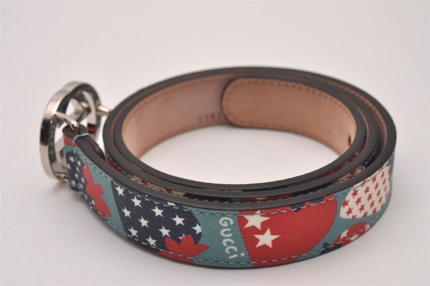 Auth GUCCI Childrens Interlocking G Belt PVC Leather 22.8-24.4