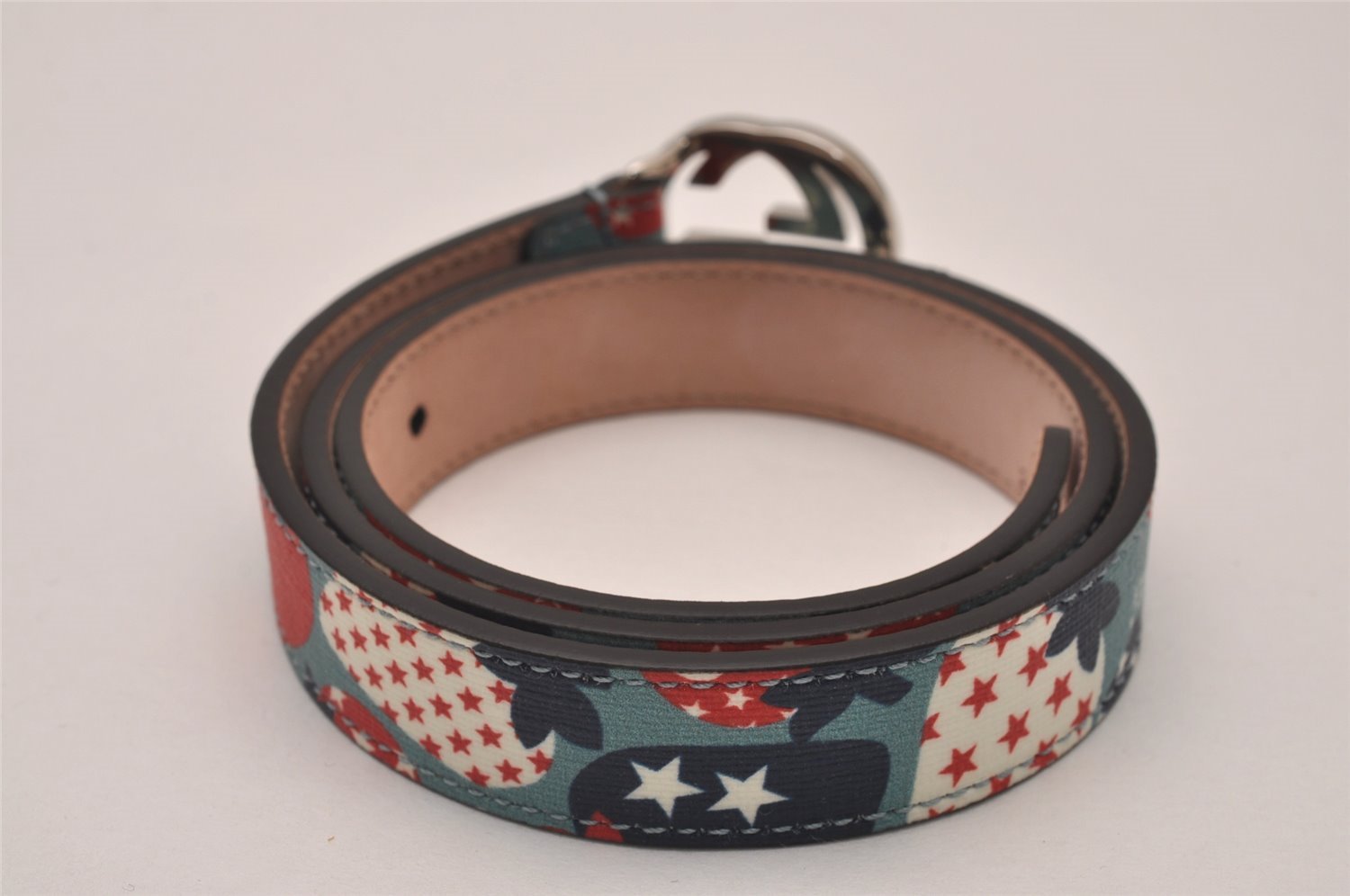 Auth GUCCI Childrens Interlocking G Belt PVC Leather 22.8-24.4