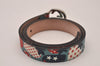 Auth GUCCI Childrens Interlocking G Belt PVC Leather 22.8-24.4" Blue Box 6991I