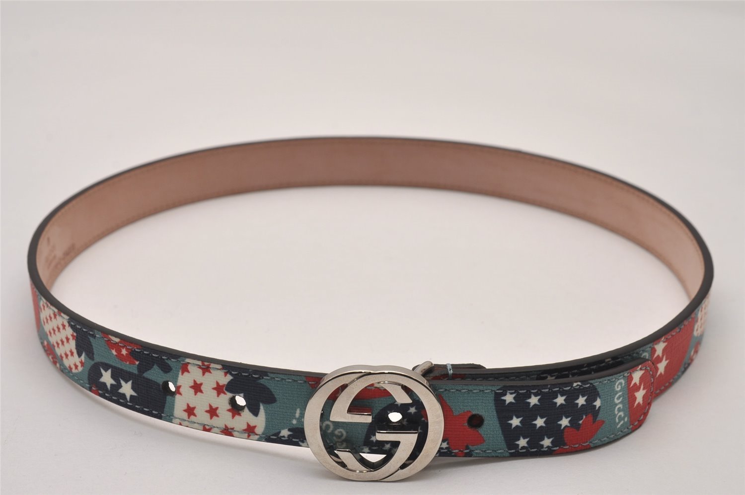 Auth GUCCI Childrens Interlocking G Belt PVC Leather 22.8-24.4