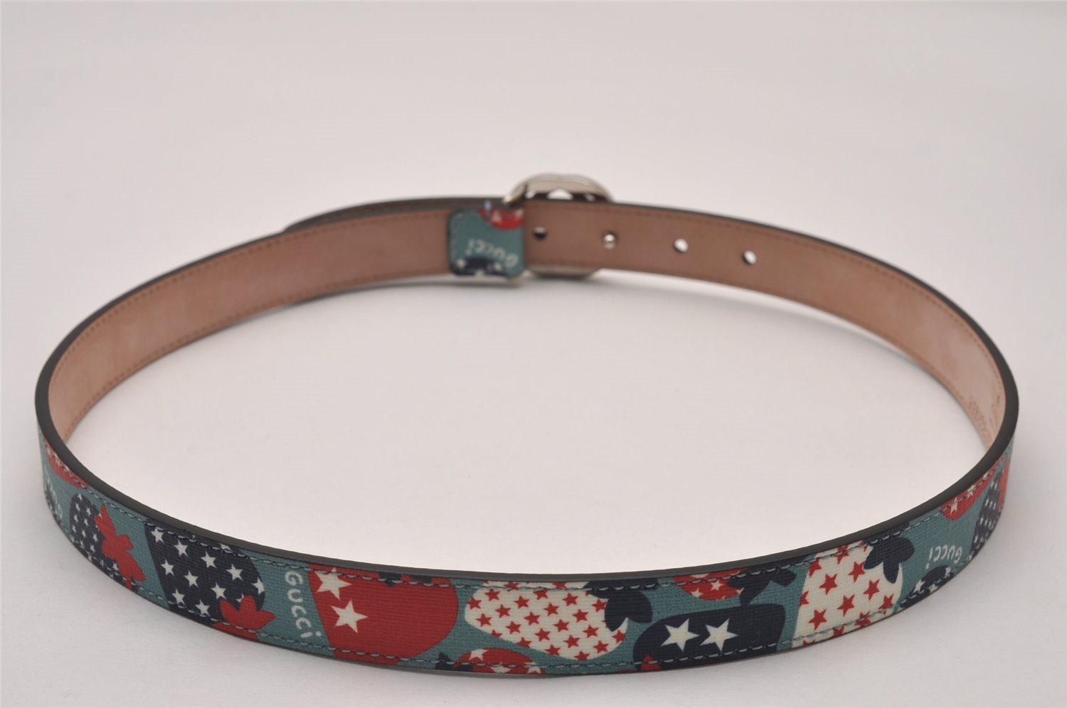 Auth GUCCI Childrens Interlocking G Belt PVC Leather 22.8-24.4