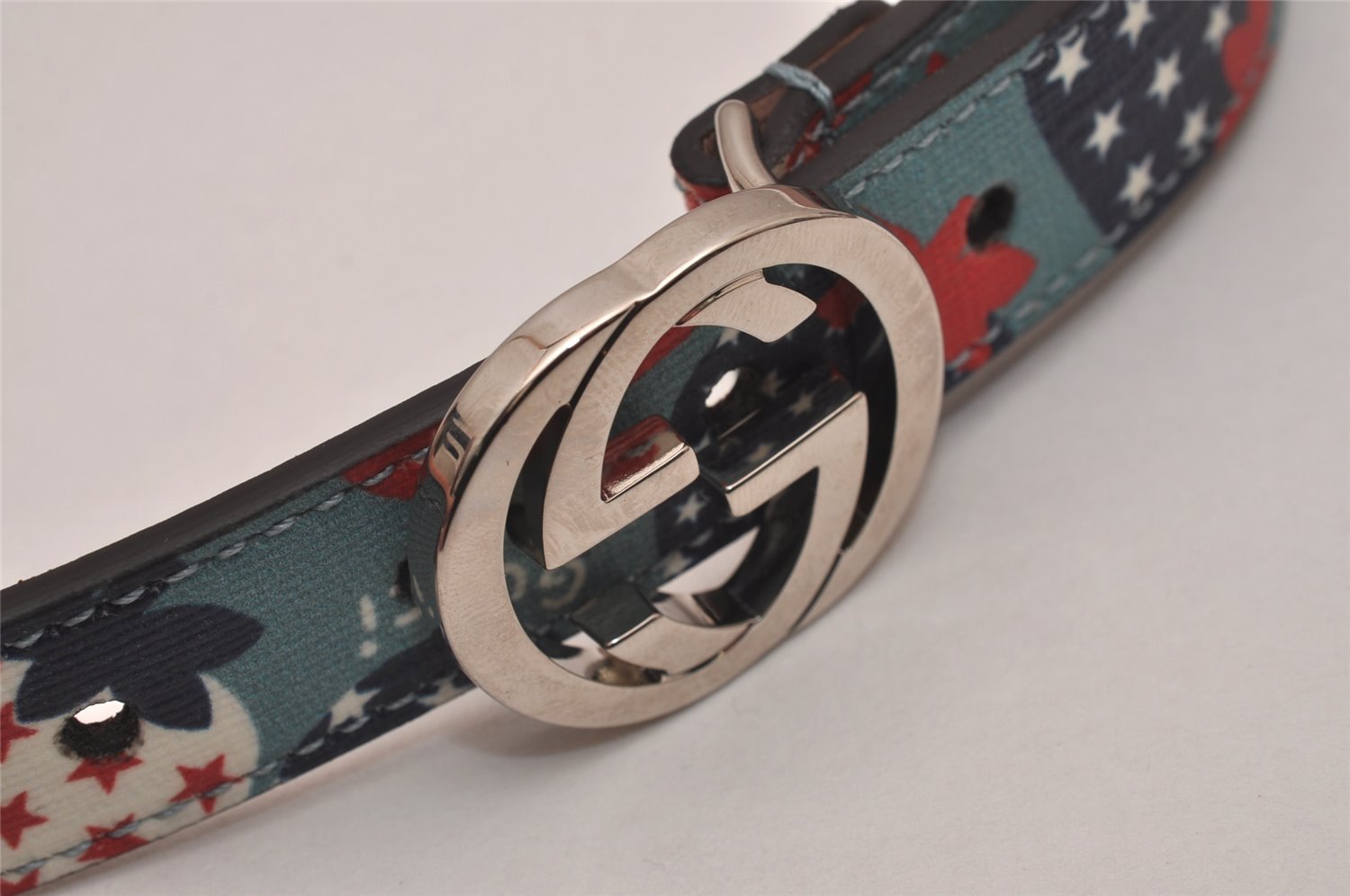 Auth GUCCI Childrens Interlocking G Belt PVC Leather 22.8-24.4