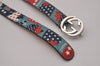 Auth GUCCI Childrens Interlocking G Belt PVC Leather 22.8-24.4" Blue Box 6991I