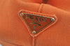 Authentic PRADA Vintage Canapa M Denim 2Way Shoulder Hand Bag Orange 6991J