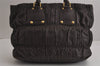 Authentic PRADA Vintage Nappa Gaufre 2Way Shoulder Tote Bag Leather Brown 6992J