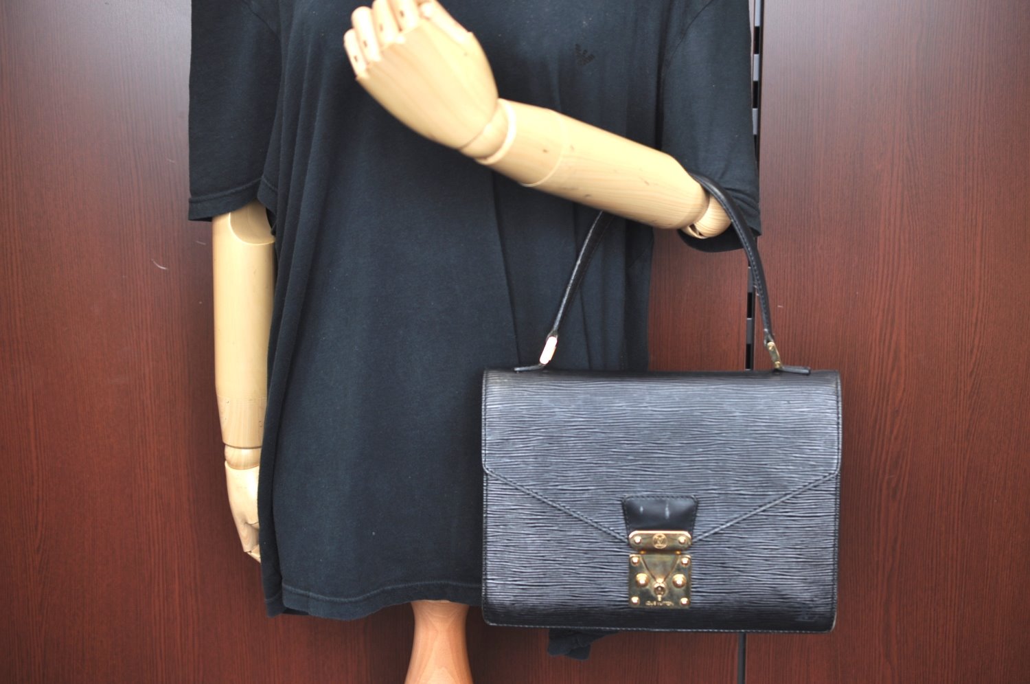 Authentic Louis Vuitton Epi Concorde Hand Bag Purse Black M52132 LV 6993G