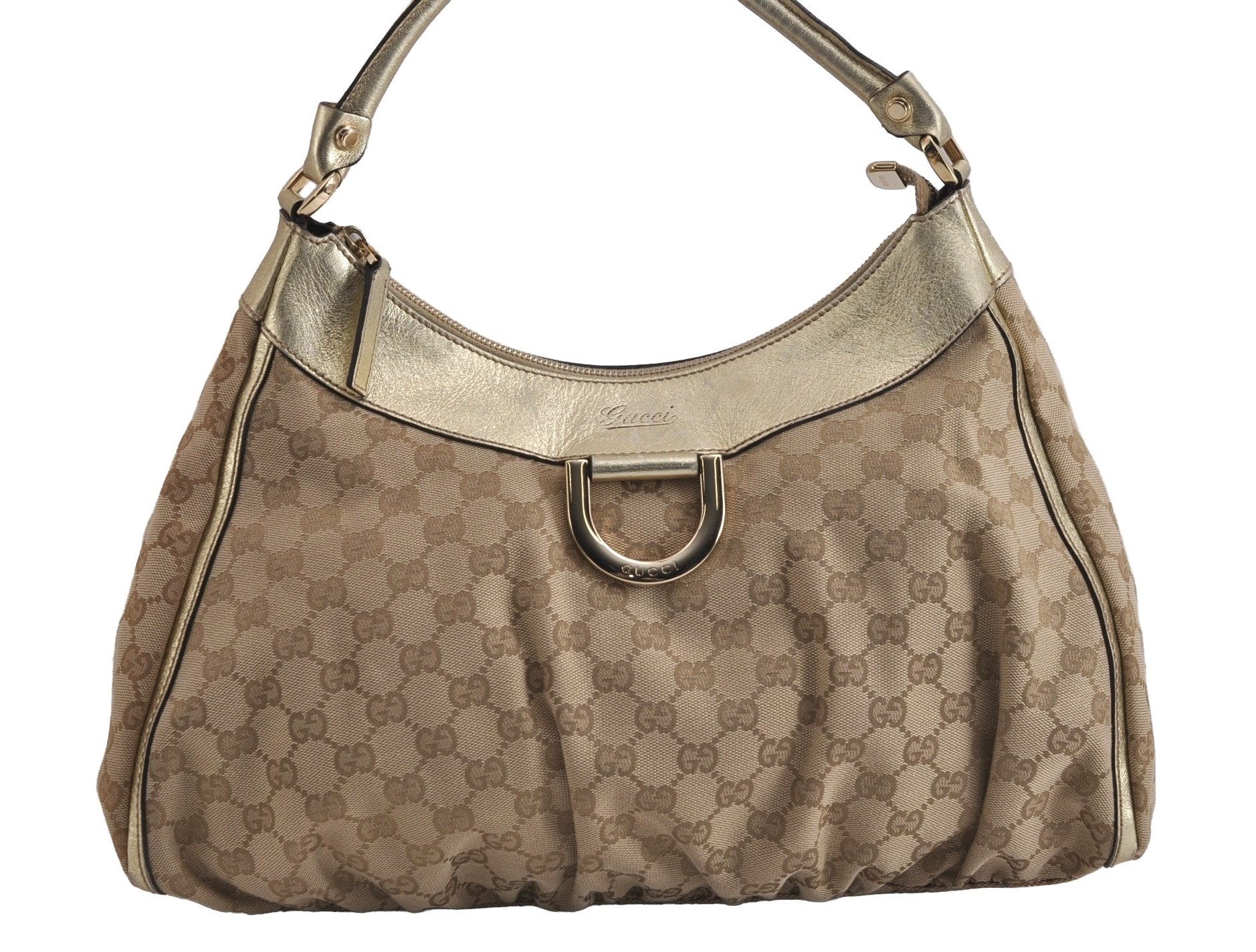 Authentic GUCCI Abbey Shoulder Tote Bag GG Canvas Leather 189833 Beige 6993J