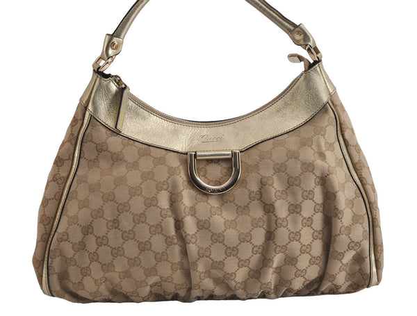 Authentic GUCCI Abbey Shoulder Tote Bag GG Canvas Leather 189833 Beige 6993J