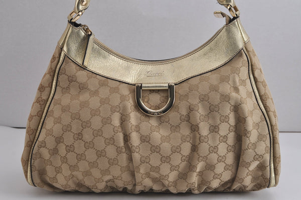 Authentic GUCCI Abbey Shoulder Tote Bag GG Canvas Leather 189833 Beige 6993J