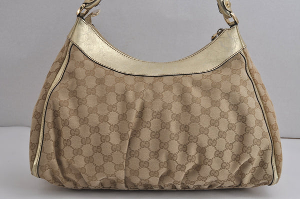 Authentic GUCCI Abbey Shoulder Tote Bag GG Canvas Leather 189833 Beige 6993J