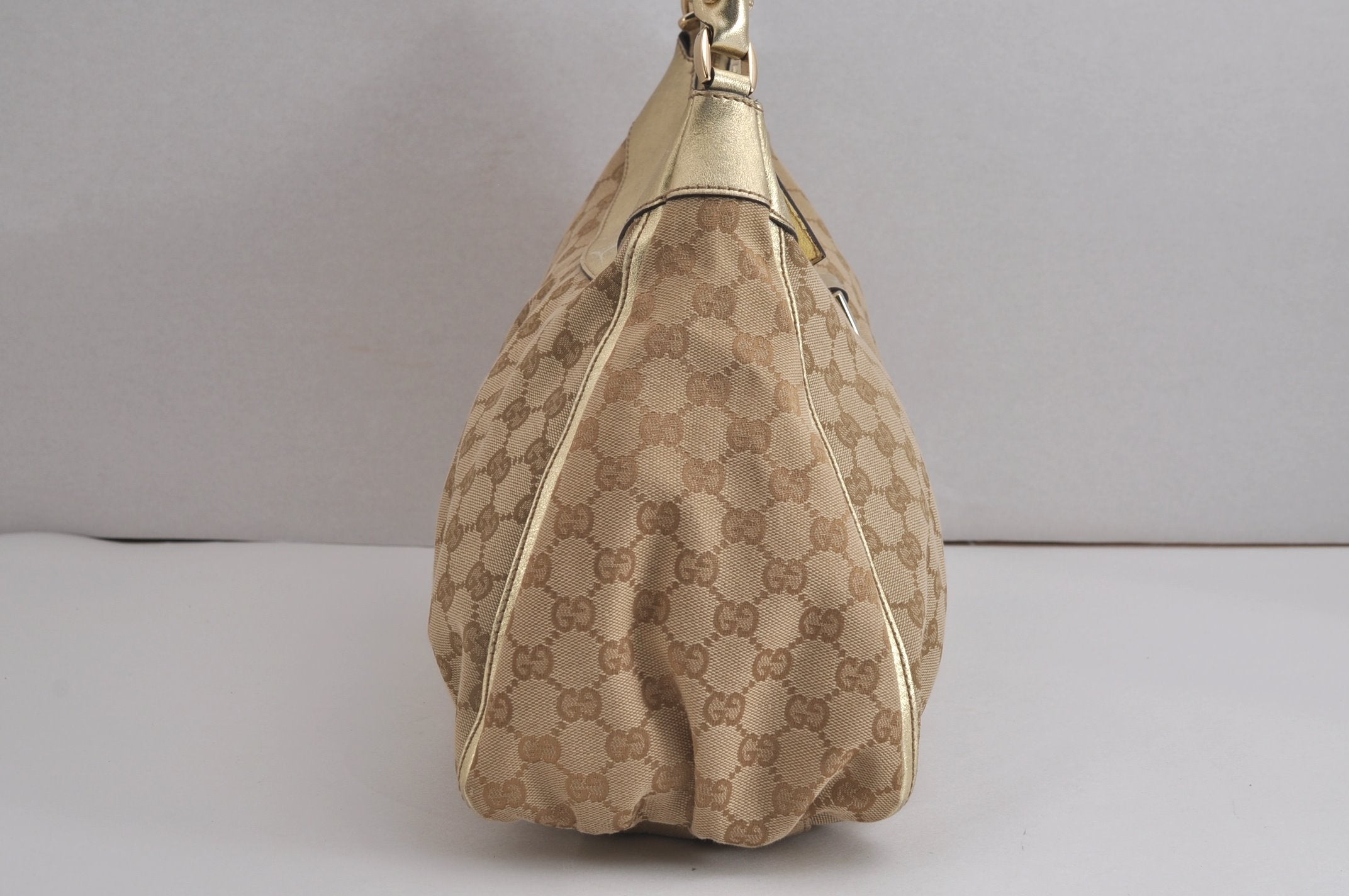 Authentic GUCCI Abbey Shoulder Tote Bag GG Canvas Leather 189833 Beige 6993J