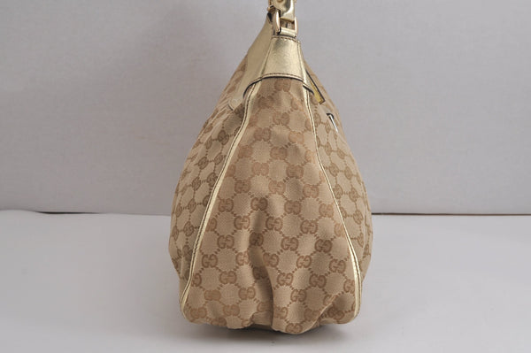 Authentic GUCCI Abbey Shoulder Tote Bag GG Canvas Leather 189833 Beige 6993J