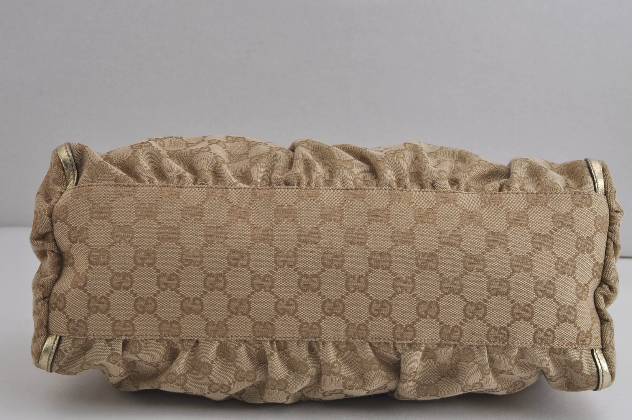 Authentic GUCCI Abbey Shoulder Tote Bag GG Canvas Leather 189833 Beige 6993J