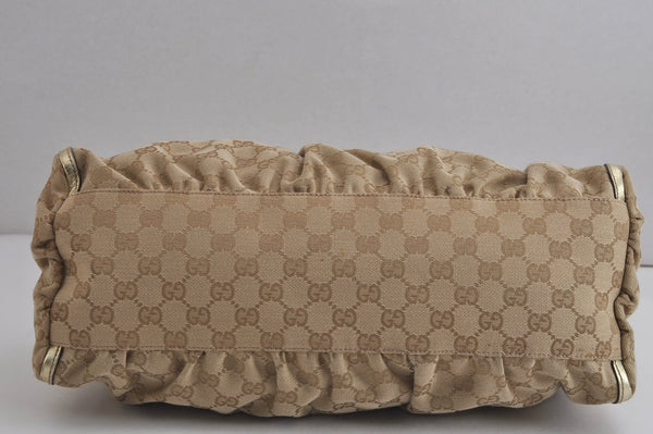 Authentic GUCCI Abbey Shoulder Tote Bag GG Canvas Leather 189833 Beige 6993J