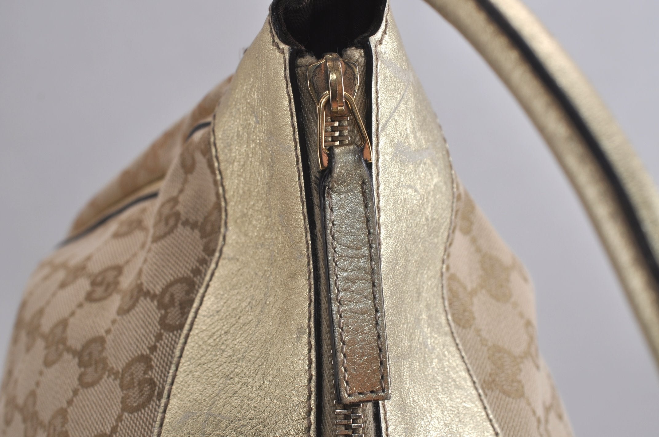 Authentic GUCCI Abbey Shoulder Tote Bag GG Canvas Leather 189833 Beige 6993J