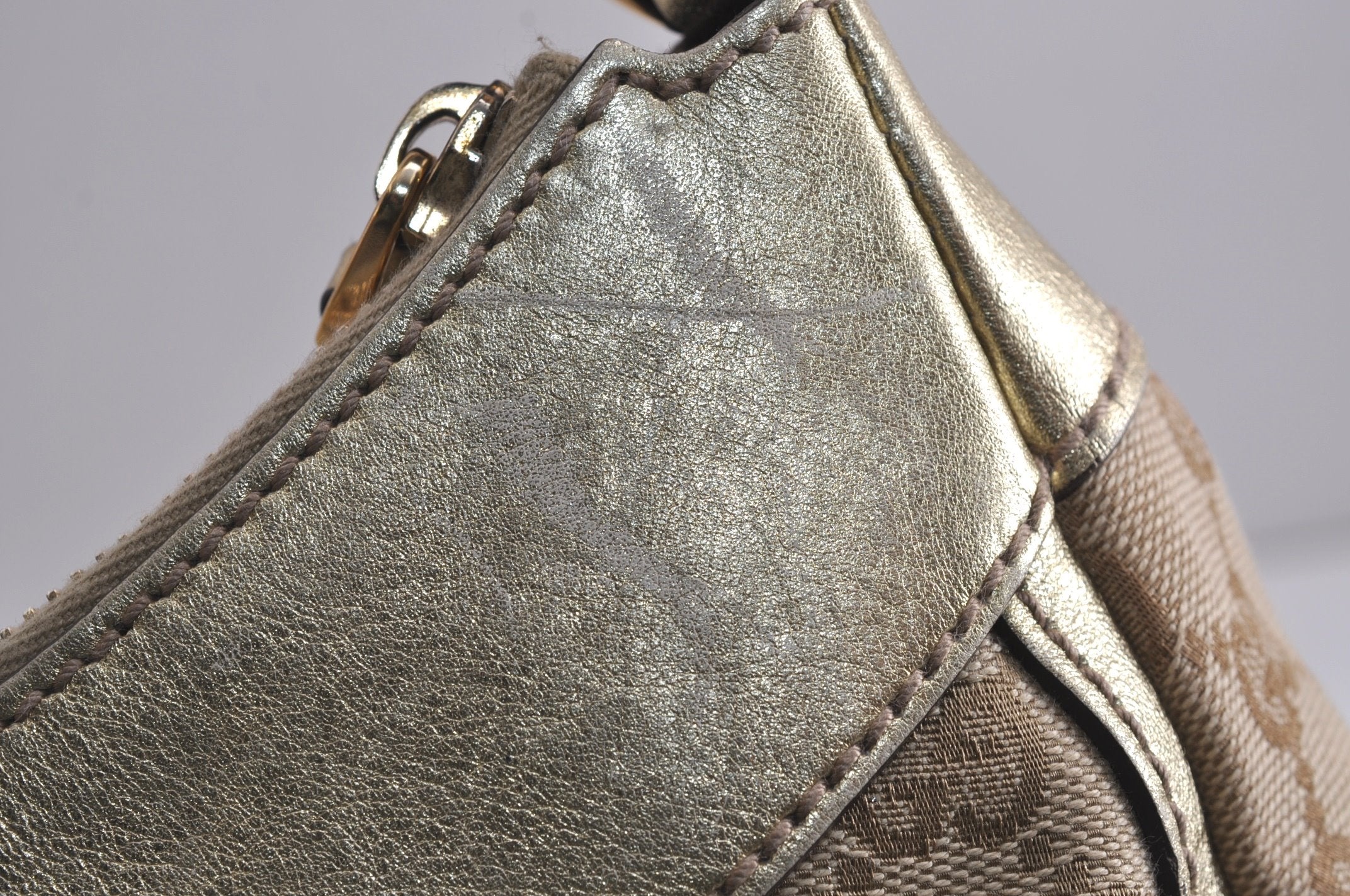 Authentic GUCCI Abbey Shoulder Tote Bag GG Canvas Leather 189833 Beige 6993J