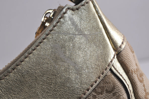 Authentic GUCCI Abbey Shoulder Tote Bag GG Canvas Leather 189833 Beige 6993J