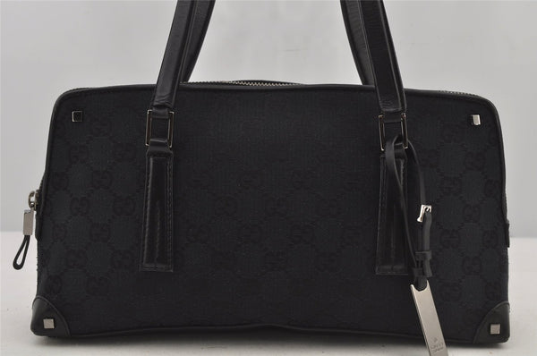 Authentic GUCCI Shoulder Hand Bag Purse GG Canvas Leather 73880 Black 7001J