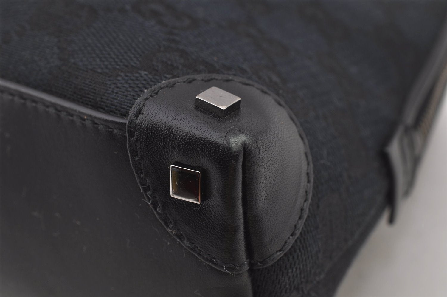 Authentic GUCCI Shoulder Hand Bag Purse GG Canvas Leather 73880 Black 7001J