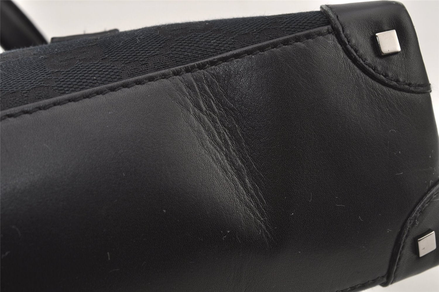 Authentic GUCCI Shoulder Hand Bag Purse GG Canvas Leather 73880 Black 7001J