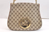 Authentic GUCCI Vintage Shoulder Bag Purse GG PVC Leather Brown 7001K