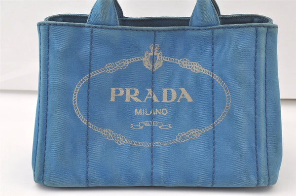 Authentic PRADA Vintage Canapa SS Denim 2Way Shoulder Hand Bag Purse Blue 7002K