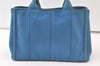 Authentic PRADA Vintage Canapa SS Denim 2Way Shoulder Hand Bag Purse Blue 7002K