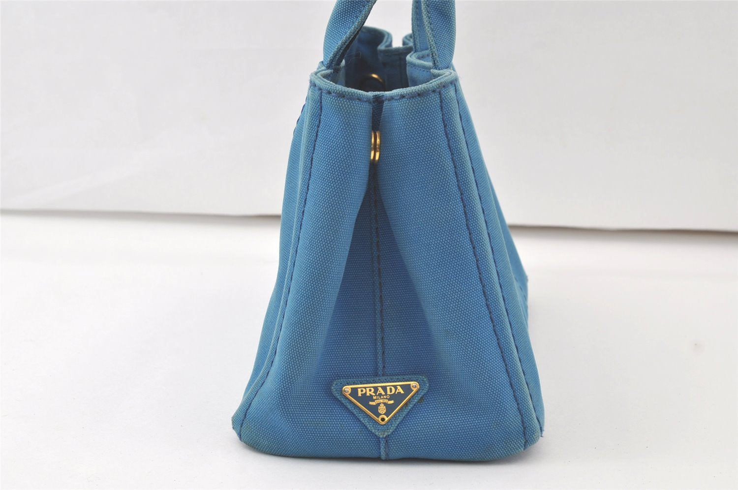 Authentic PRADA Vintage Canapa SS Denim 2Way Shoulder Hand Bag Purse Blue 7002K