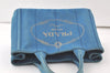 Authentic PRADA Vintage Canapa SS Denim 2Way Shoulder Hand Bag Purse Blue 7002K