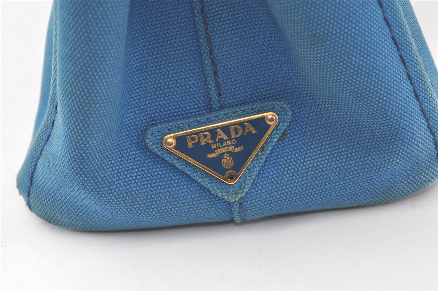 Authentic PRADA Vintage Canapa SS Denim 2Way Shoulder Hand Bag Purse Blue 7002K