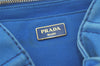 Authentic PRADA Vintage Canapa SS Denim 2Way Shoulder Hand Bag Purse Blue 7002K