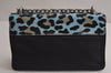 Auth PRADA Tessuto Cavalli Nylon Unborn Calf Shoulder Bag 1BD009 Blue 7004J