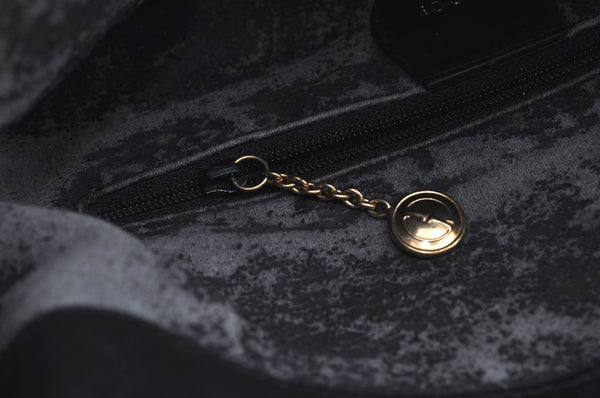 Authentic GUCCI Vintage Bamboo Shoulder Tote Bag Leather Black Junk 7005G