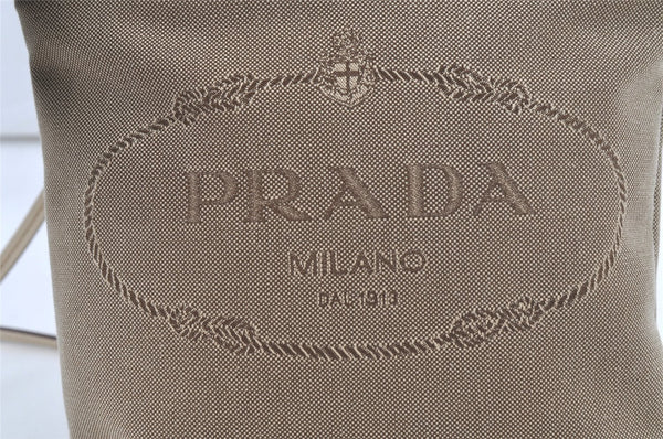 Authentic PRADA LOGO JACQUARD Canvas Leather Shoulder Bag BT0551 Beige 7005K