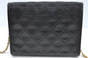 Authentic CHANEL Lamb Skin Matelasse Chain Shoulder Cross Bag Black CC 7006I