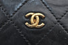 Authentic CHANEL Lamb Skin Matelasse Chain Shoulder Cross Bag Black CC 7006I