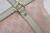 Authentic GUCCI Abbey Shoulder Tote Bag GG Canvas Leather 141470 Pink 7007I