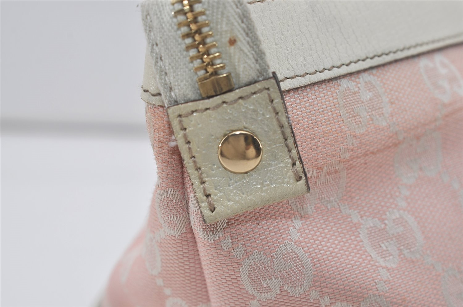 Authentic GUCCI Abbey Shoulder Tote Bag GG Canvas Leather 141470 Pink 7007I