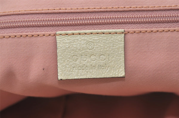 Authentic GUCCI Abbey Shoulder Tote Bag GG Canvas Leather 141470 Pink 7007I