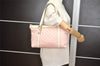 Authentic GUCCI Abbey Shoulder Tote Bag GG Canvas Leather 141470 Pink 7007I
