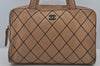 Authentic CHANEL Wild Stitch Matelasse Calf Skin Shoulder Hand Bag Beige 7010J