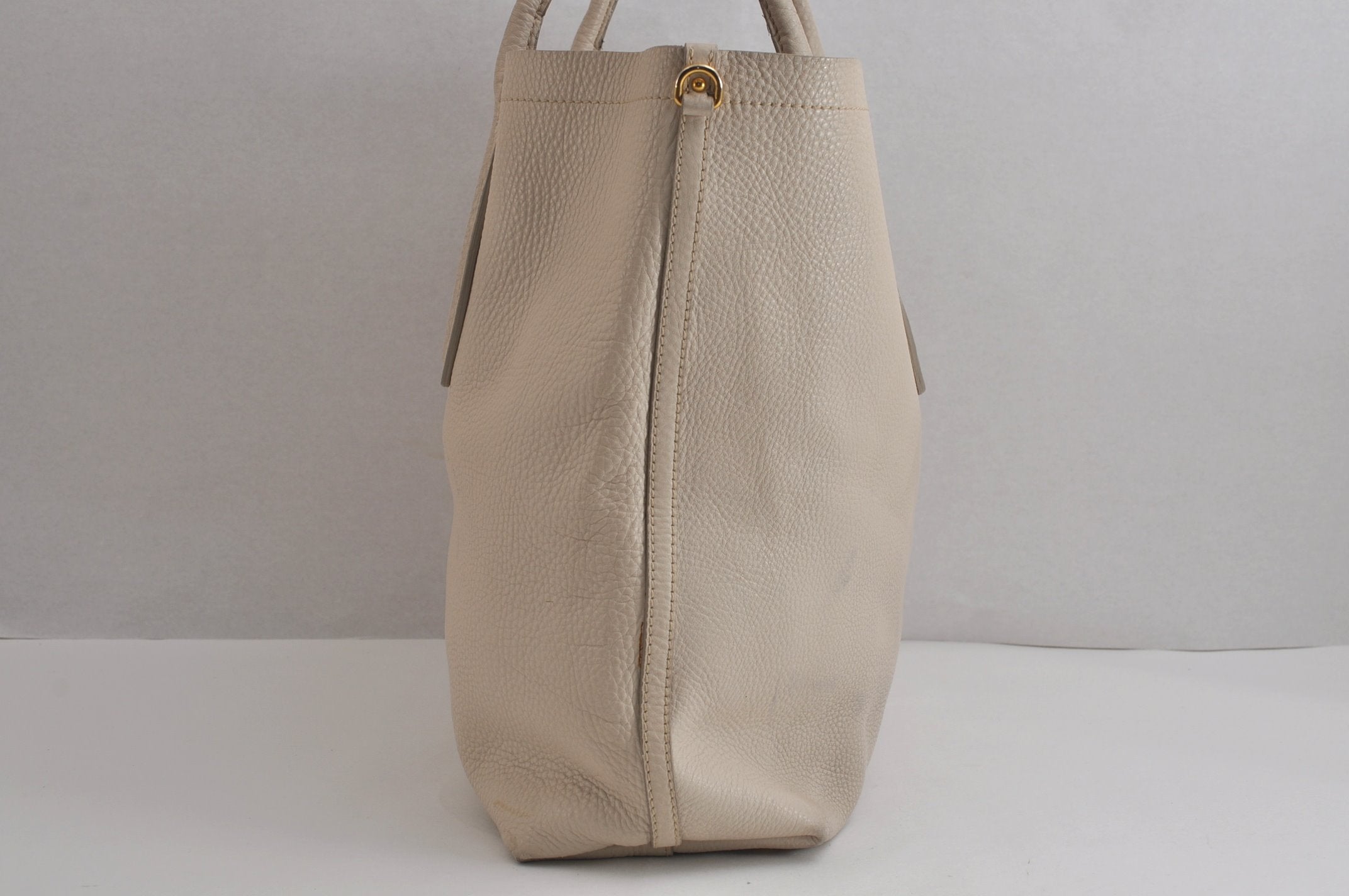 Authentic MIU MIU Vintage Leather 2Way Shoulder Tote Bag White 7011J