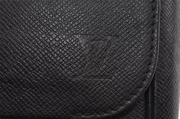 Authentic Louis Vuitton Taiga Roman PM Shoulder Cross Bag Black M32726 LV 7012I